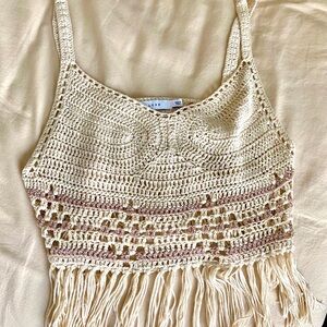 Crochet sparkle knit tank top